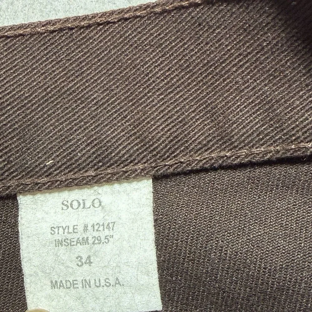 VTG Solo Semore Brown Baggy Embroidered Denim Jeans 34x30 90s USA Y2K Wide Jnco
